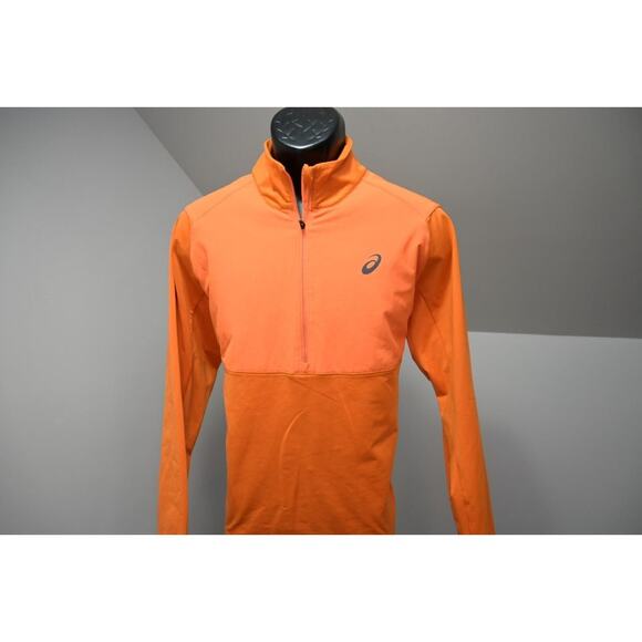 Asics H1 Running 1/4 Zip Fleece Jacket Athletic Orange Performance Mens Size XL - Picture 2 of 12